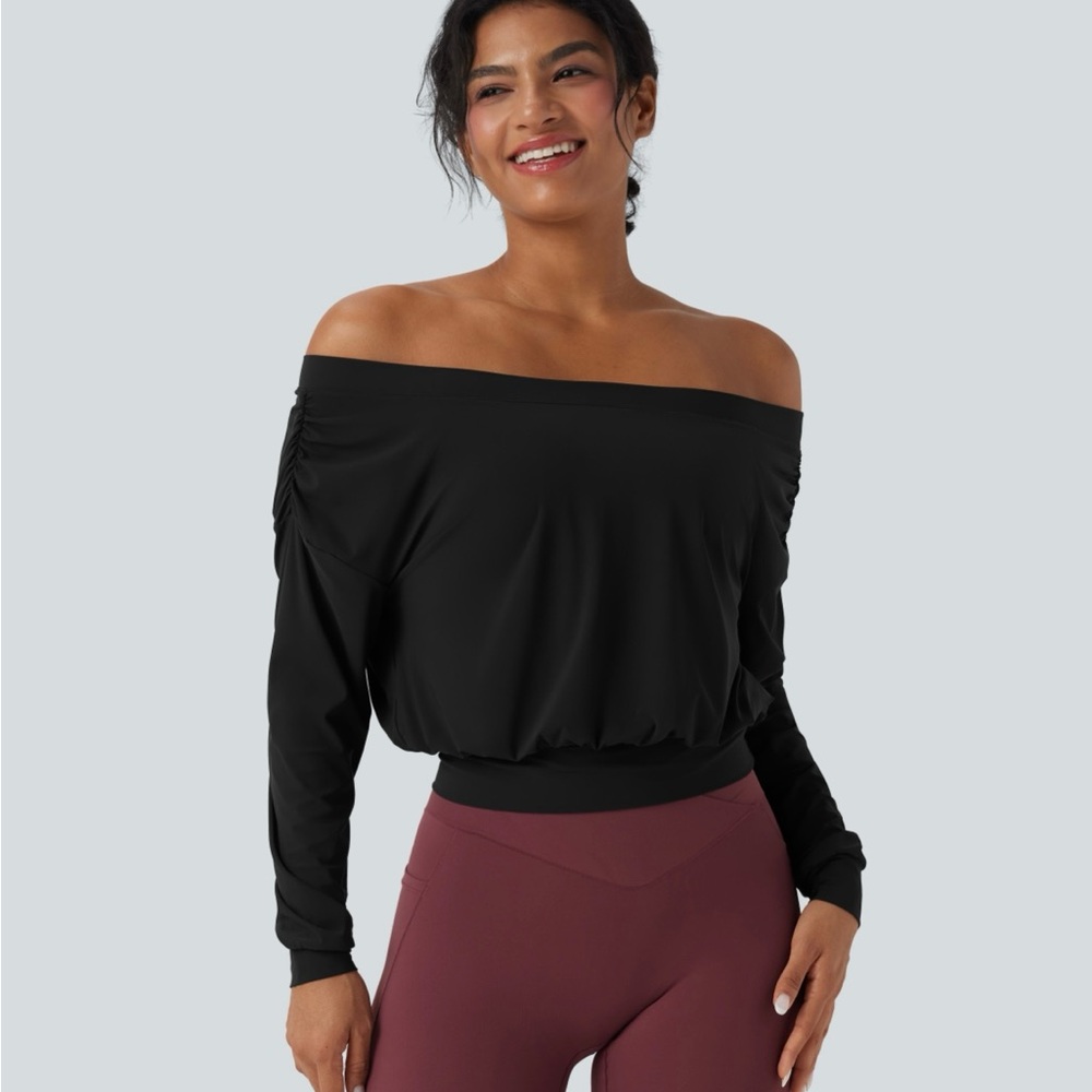 HALARA Black Off-Shoulder Blouse